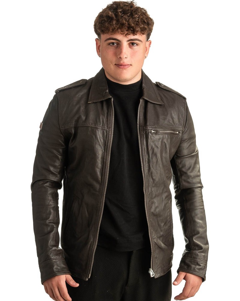 Γνήσιο Ανδρικό Δερμάτινο Μπουφάν - T330