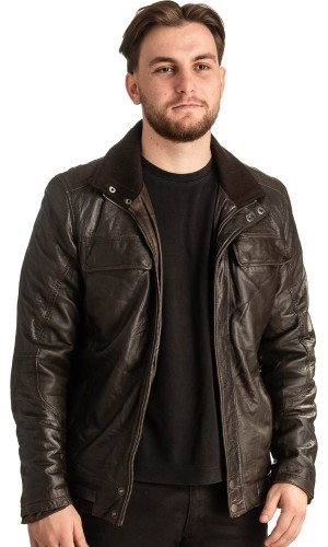 Γνήσιο Ανδρικό Δερμάτινο Μπουφάν - T371