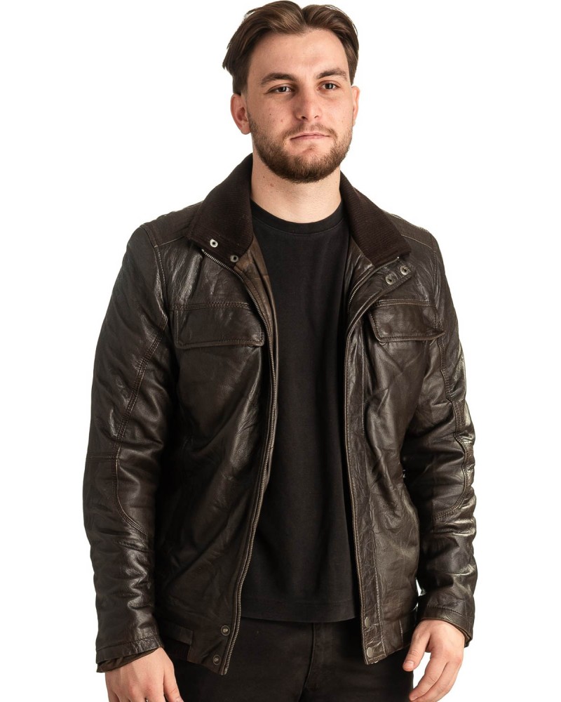 Γνήσιο Ανδρικό Δερμάτινο Μπουφάν - T371