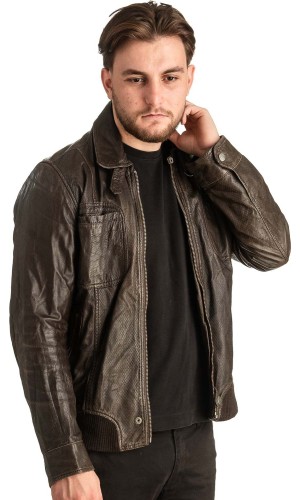 Γνήσιο Ανδρικό Δερμάτινο Μπουφάν - T375