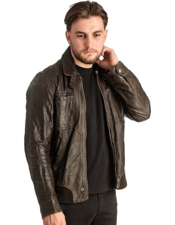 Γνήσιο Ανδρικό Δερμάτινο Μπουφάν - T375