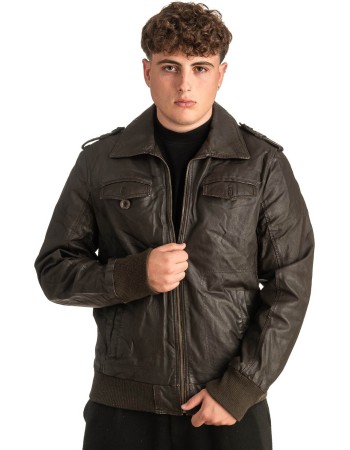 Γνήσιο Ανδρικό Δερμάτινο Μπουφάν - T395