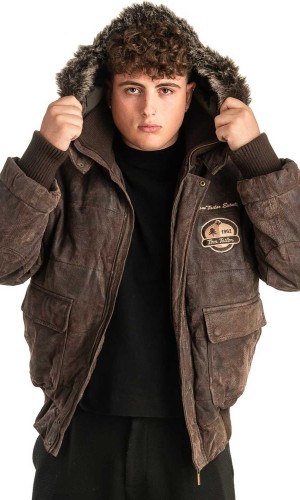 Γνήσιο Ανδρικό Δερμάτινο Μπουφάν - T397