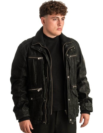 Γνήσιο Ανδρικό Δερμάτινο Μπουφάν - T412