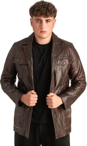 Γνήσιο Ανδρικό Δερμάτινο Μπουφάν - T418