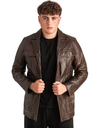 Γνήσιο Ανδρικό Δερμάτινο Μπουφάν - T418