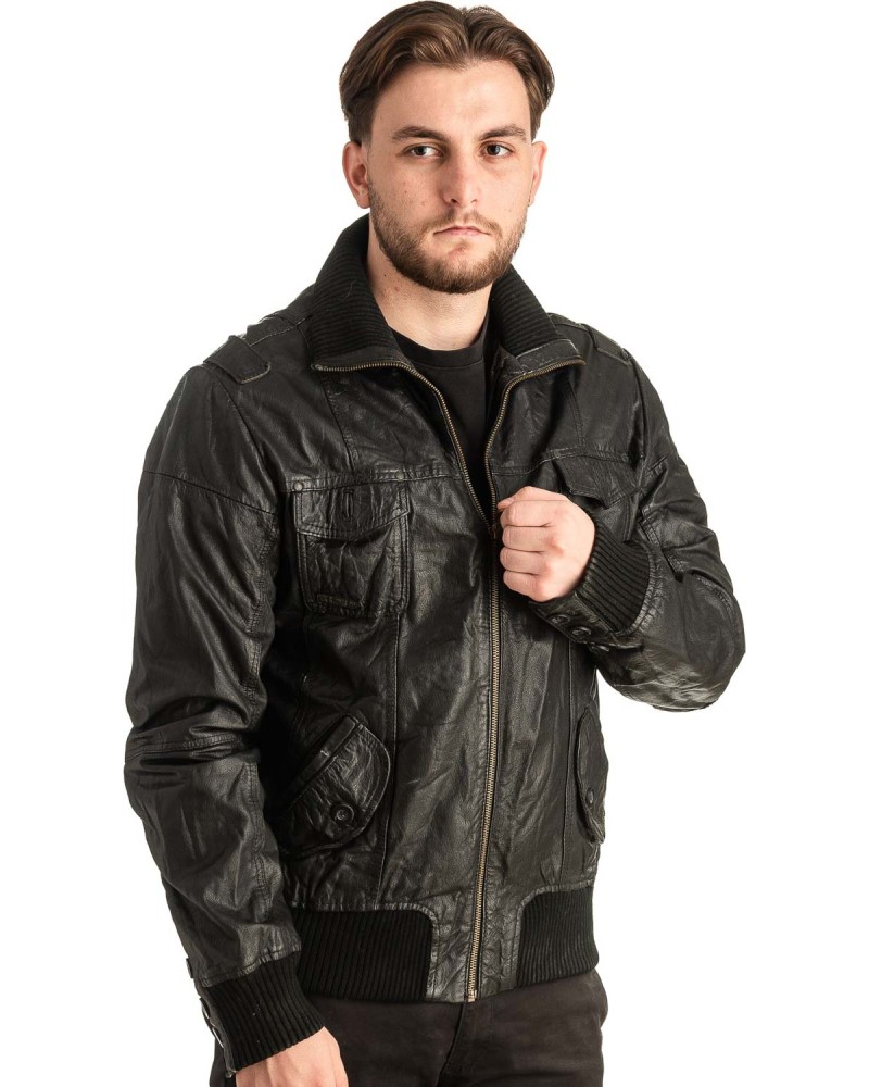 Γνήσιο Ανδρικό Δερμάτινο Μπουφάν - T424