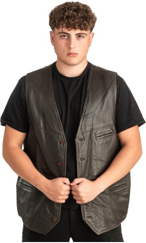 Γνήσιο Ανδρικό Δερμάτινο Γιλέκο - T489