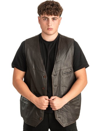Γνήσιο Ανδρικό Δερμάτινο Γιλέκο - T489