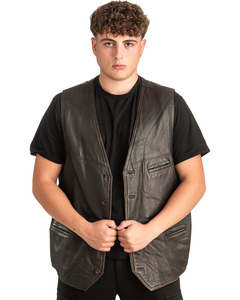 Γνήσιο Ανδρικό Δερμάτινο Γιλέκο - T489