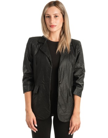 Δερμάτινο Γυναικείο Σακάκι - T496