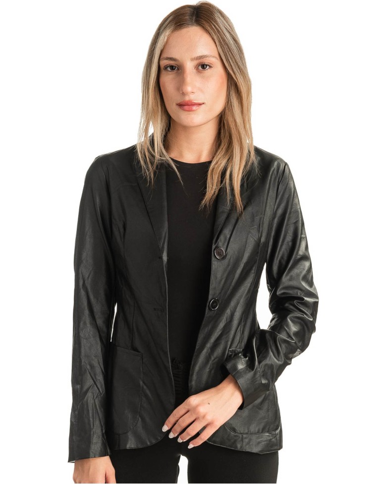 Δερμάτινο Γυναικείο Σακάκι - T497