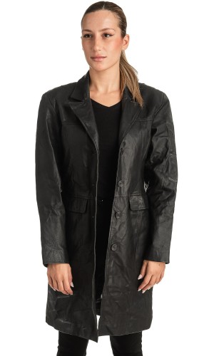 Γνήσιο Γυναικέιο Δερμάτινο Παλτό - T504