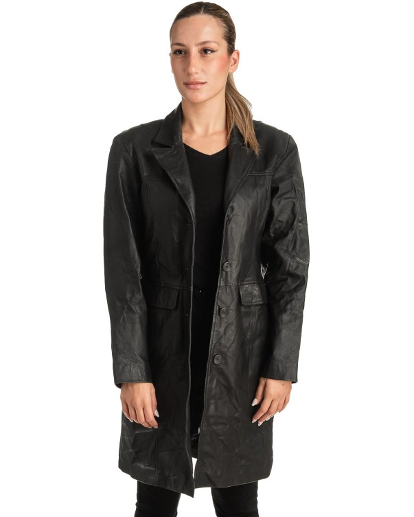 Γνήσιο Γυναικέιο Δερμάτινο Παλτό - T504