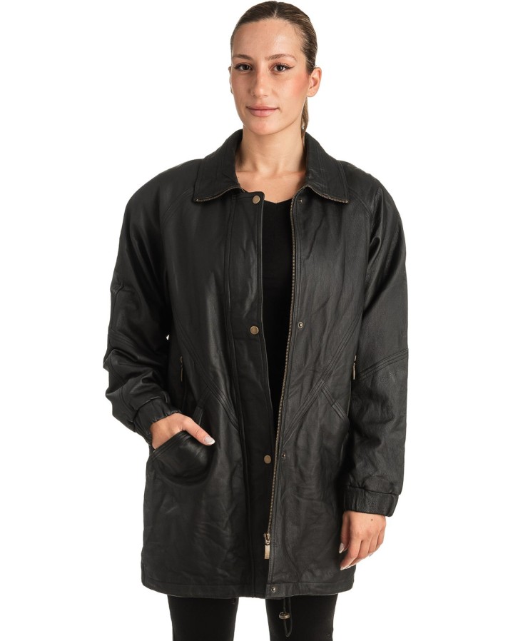 Γνήσιο Γυναικέιο Δερμάτινο Μπουφάν - T506