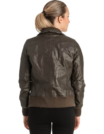 Γνήσιο Γυναικέιο Δερμάτινο Μπουφάν - T507