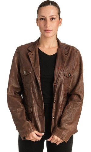 Γνήσιο Γυναικέιο Δερμάτινο Σακάκι - T508