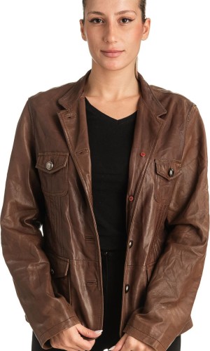 Γνήσιο Γυναικέιο Δερμάτινο Σακάκι - T508