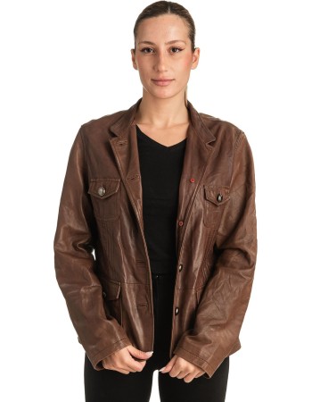 Γνήσιο Γυναικέιο Δερμάτινο Σακάκι - T508