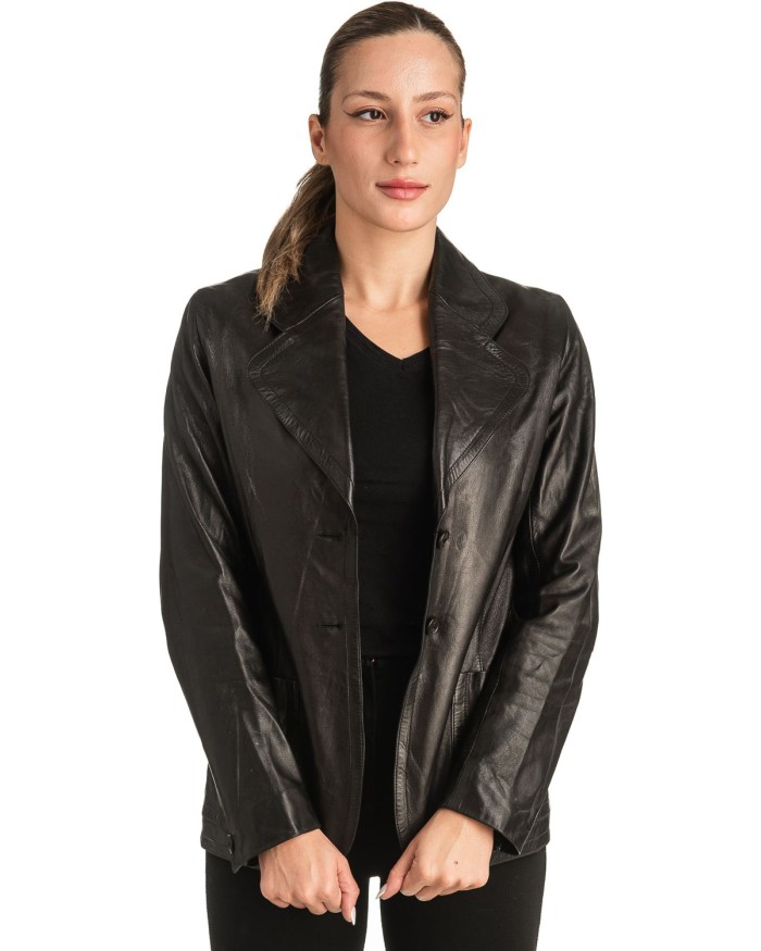 Γνήσιο Γυναικέιο Δερμάτινο Σακάκι - T511