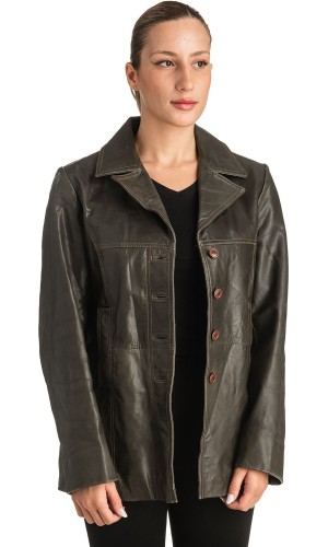 Γνήσιο Γυναικέιο Δερμάτινο Σακάκι - T513