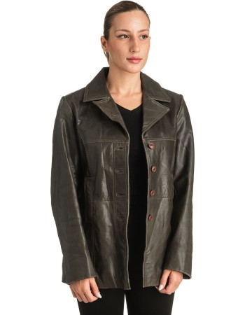 Γνήσιο Γυναικέιο Δερμάτινο Σακάκι - T513