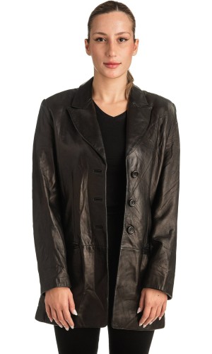 Γνήσιο Γυναικέιο Δερμάτινο Παλτό - T515