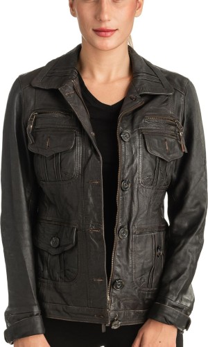 Γνήσιο Γυναικέιο Δερμάτινο Μπουφάν - T516