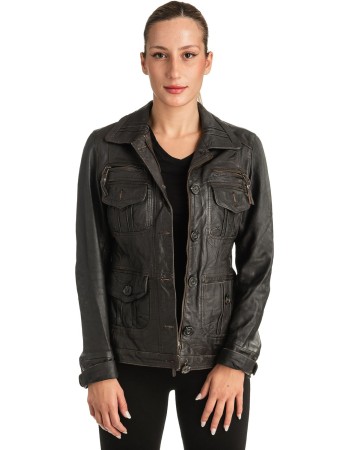 Γνήσιο Γυναικέιο Δερμάτινο Μπουφάν - T516