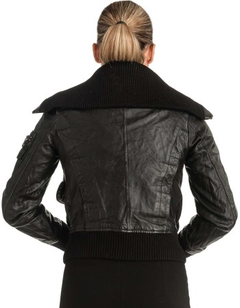 Γνήσιο Γυναικέιο Δερμάτινο Μπουφάν - T518