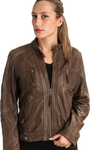 Γνήσιο Γυναικέιο Δερμάτινο Μπουφάν - T520