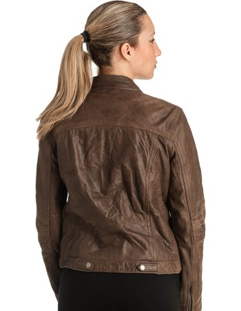 Γνήσιο Γυναικέιο Δερμάτινο Μπουφάν - T520