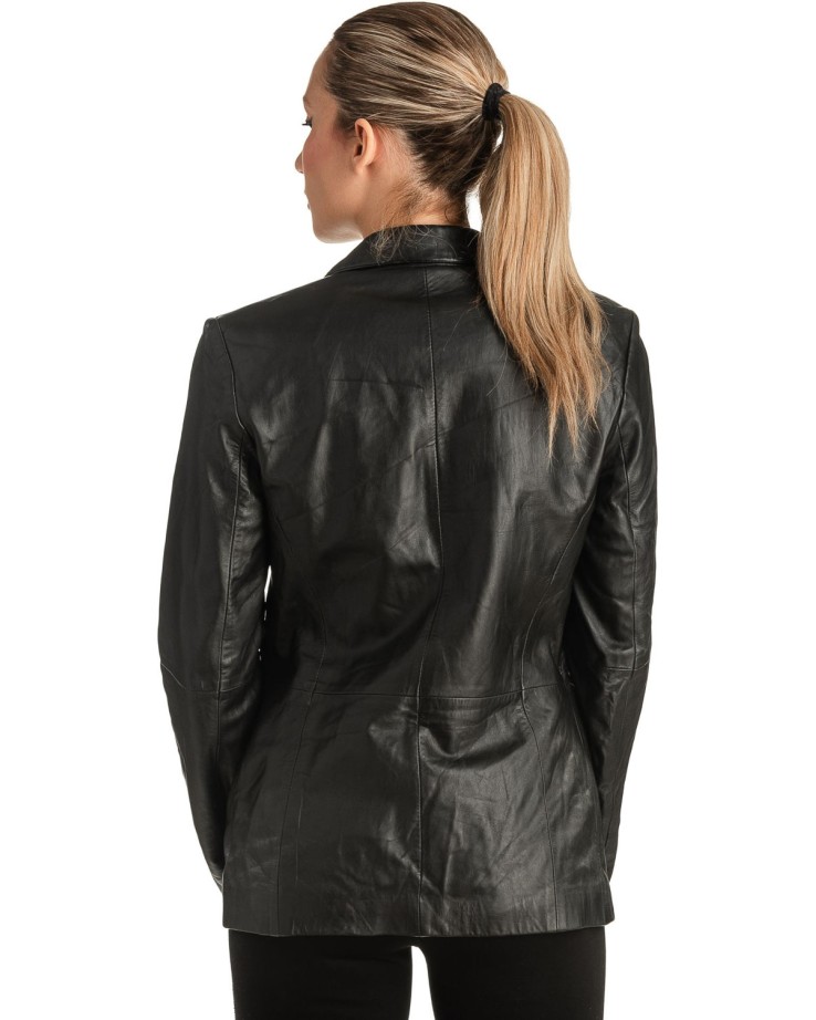 Γνήσιο Γυναικέιο Δερμάτινο Σακάκι - T524