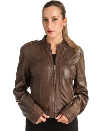 Γνήσιο Γυναικέιο Δερμάτινο Μπουφάν - T525