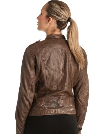 Γνήσιο Γυναικέιο Δερμάτινο Μπουφάν - T525