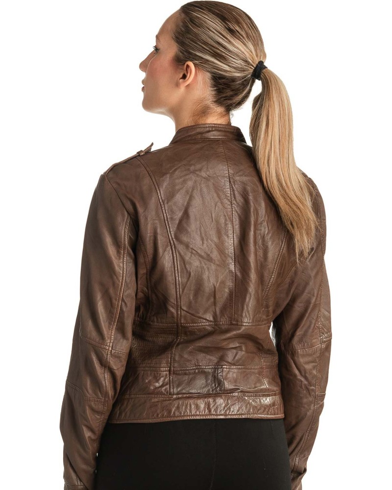 Γνήσιο Γυναικέιο Δερμάτινο Μπουφάν - T525