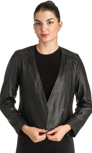 Γνήσιο Γυναικέιο Δερμάτινο Μπουφάν - T533