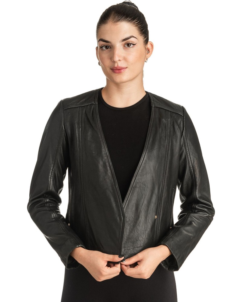 Γνήσιο Γυναικέιο Δερμάτινο Μπουφάν - T533