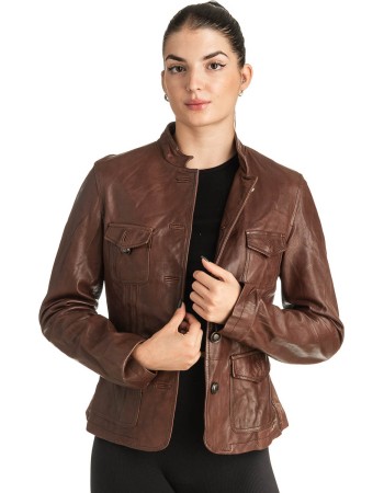 Γνήσιο Γυναικέιο Δερμάτινο Σακάκι - T535