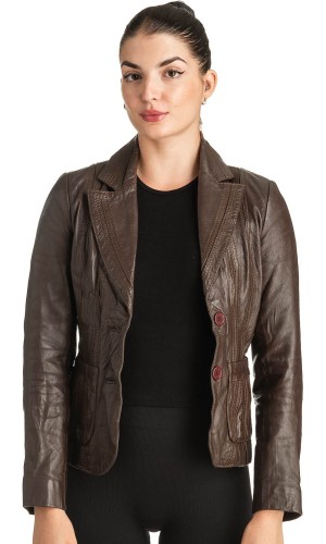 Γνήσιο Γυναικέιο Δερμάτινο Σακάκι - T538