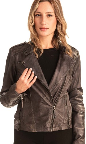 Γνήσιο Γυναικέιο Δερμάτινο Μπουφάν - T539