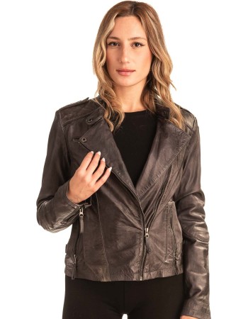 Γνήσιο Γυναικέιο Δερμάτινο Μπουφάν - T539