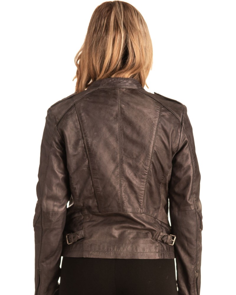 Γνήσιο Γυναικέιο Δερμάτινο Μπουφάν - T539