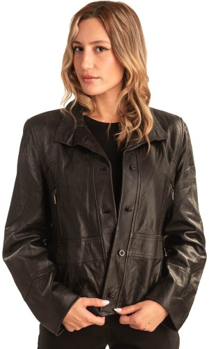 Γνήσιο Γυναικέιο Δερμάτινο Μπουφάν - T543