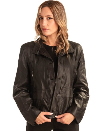 Γνήσιο Γυναικέιο Δερμάτινο Μπουφάν - T543
