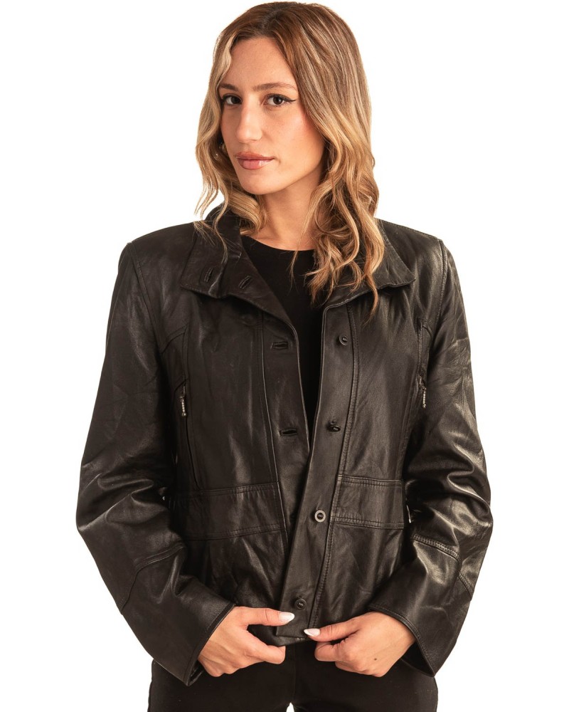 Γνήσιο Γυναικέιο Δερμάτινο Μπουφάν - T543