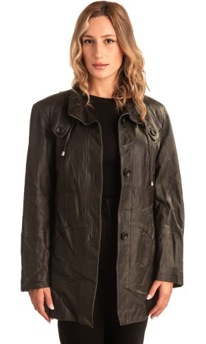 Γνήσιο Γυναικέιο Δερμάτινο Μπουφάν - T544