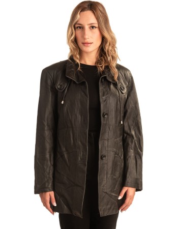 Γνήσιο Γυναικέιο Δερμάτινο Μπουφάν - T544