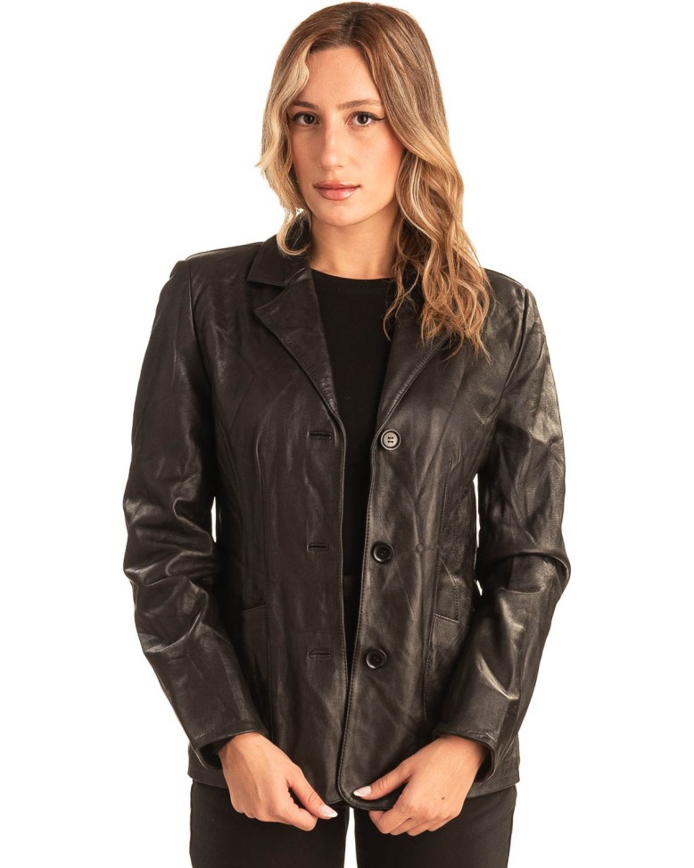 Γνήσιο Γυναικέιο Δερμάτινο Σακάκι - T546