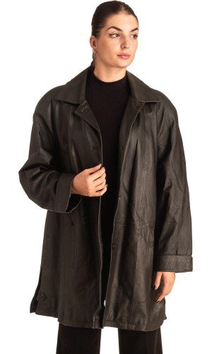 Γνήσιο Γυναικέιο Δερμάτινο Μπουφάν - T549